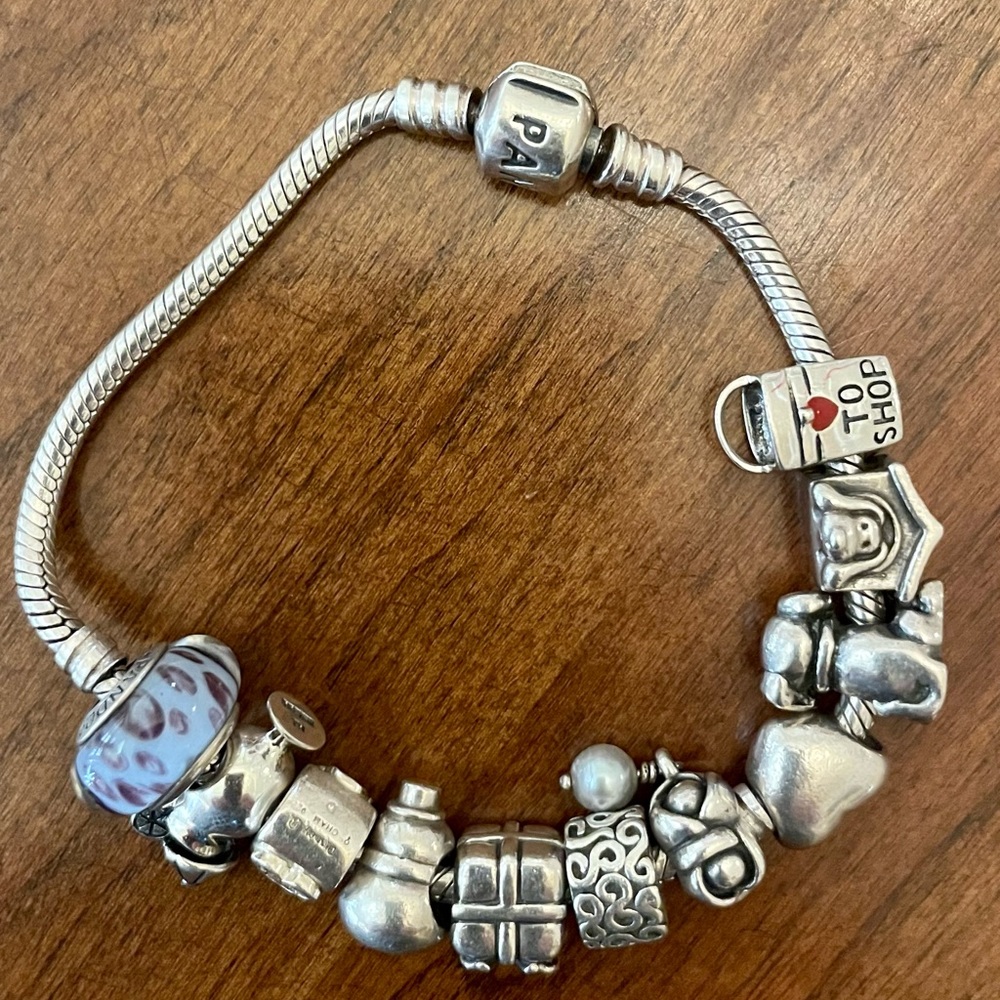 Pandora bracelet with multiple charms